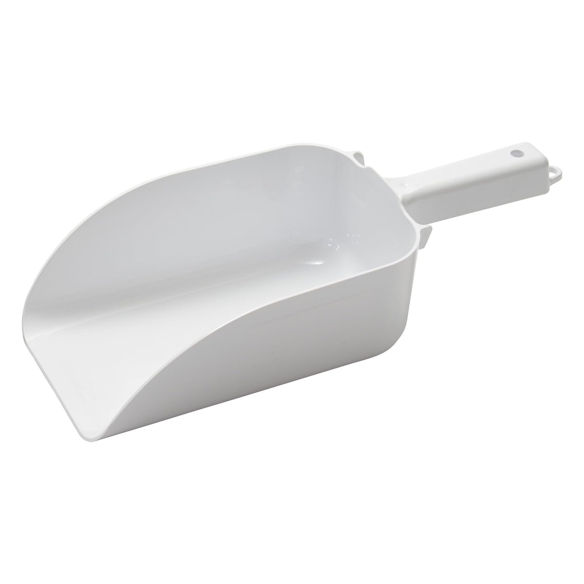 Barmaid 82 oz Flat Bottom Scoop with Hook Handle by Winco – White, Model CR-835W-N
