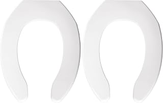 Bemis 1055 Commercial Open Front Plastic Toilet Seat, Heavy Duty Industrial Seat without Lid for Long Lasting Use, Elongated, White (Pack of 2)