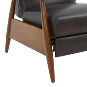 Semi-Leather Recliner Chair with Wood Arms Push-Back by Furnifact – Hardwood and plywood frame construction, Leather Gel, Brown