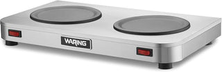 Waring Commercial WCW20 Café Deco Double Coffee Carafe Warmer, 120V, 5-15 Phase Plug,Silver | Double Side-by-Side Burner, 70W Self-Regulating Heat Control, NSF Certified for Restaurants & Cafes