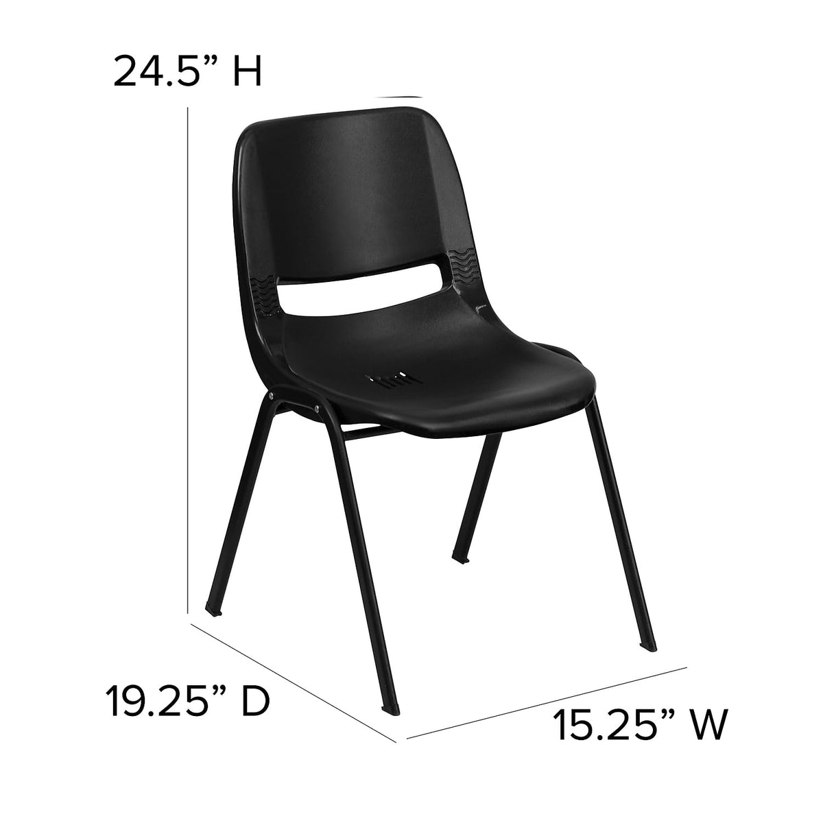 Hercules Kids 14 in Ergonomic Stack Chair by Flash Furniture – Pack of 5, Polypropylene, Black Plastic/Black Frame, Pack of 5, Model 5-RUT-14-PDR-BLACK-GG