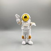 Figurine Astronaut Statue Spaceman Décor,Desktop & Tabletop Decorative Cute Mini Space Figure Ornament,Cake Toppers Decoration and Craft Gift(Gold and White Astronaut Statues)