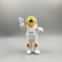 Figurine Astronaut Statue Spaceman Décor,Desktop & Tabletop Decorative Cute Mini Space Figure Ornament,Cake Toppers Decoration and Craft Gift(Gold and White Astronaut Statues)