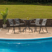 Flash Furniture Clear/Gray / Table + 4 Chair / Round Table + 4 Chairs Bistro Sets