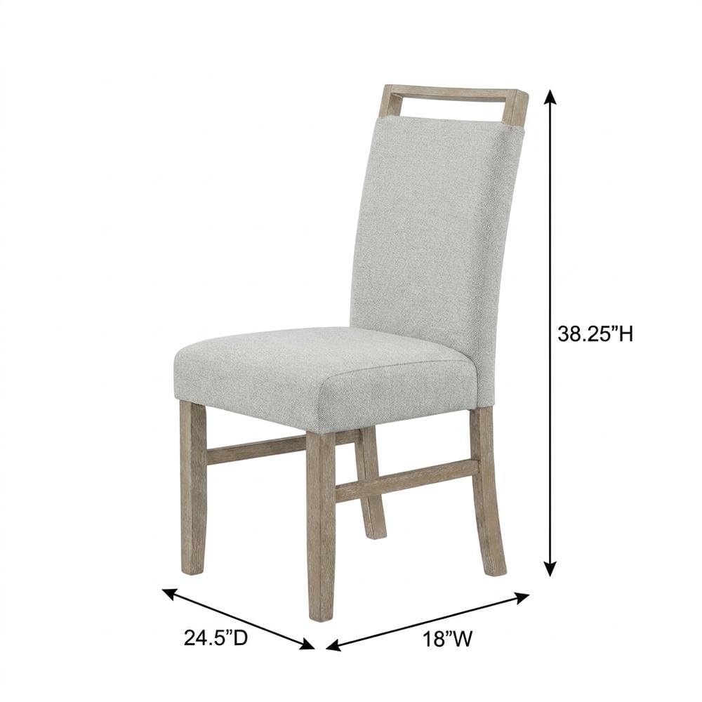 Fabric-Upholstered Dining Chairs with Rubberwood Legs by Furnifact – Rubber, Light Gray, Pack of 2