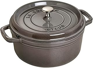 STAUB Cast Iron Roaster/Cocotte, Round, 26 cm, 5 L, Graphite Grey | Aroma Rain Lid, Suitable for All Hob Types, Round, Graphite Grey