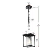 Dover One Light Outdoor Pendant Black by Lighting Design – Iron, Black, Model OD302H11BK