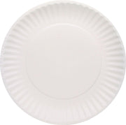 AJM PP6GREWH 6" Diameter – White Color, Green Label Uncoated Paper Plate - Pack Of 1000