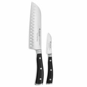 Wusthof Classic Ikon - 2 Pc. Asian Knife Set - Custom Engraved by Wüsthof – 2 pc Set Engraved, stainless steel, Black and Silver, Pack of 2
