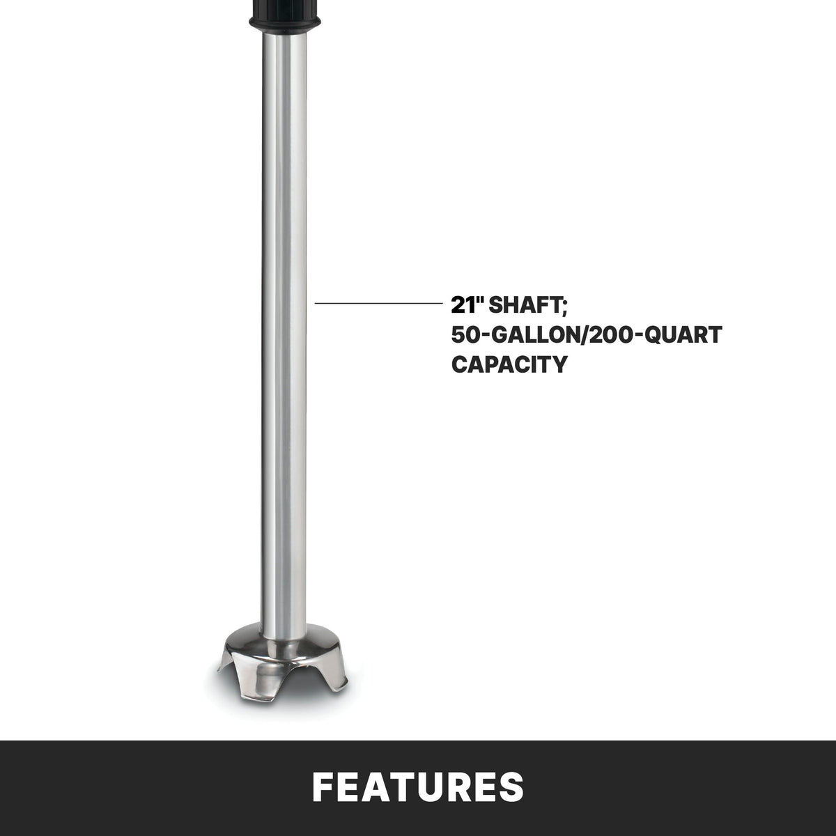Waring 50 Gallons/200-Quart Capacity / WSB70 21" Shaft | 50 Gallon Capacity / 21 Inch Shaft | 50 Gallon Cap Hand Blenders