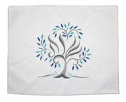 Zion Judaica Shabbat Cover, Embroidered Design, Blue