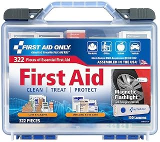 First Aid Only 91414: Clear Cover Intermediate First Aid Kit, 322 Piece, with Flashlight