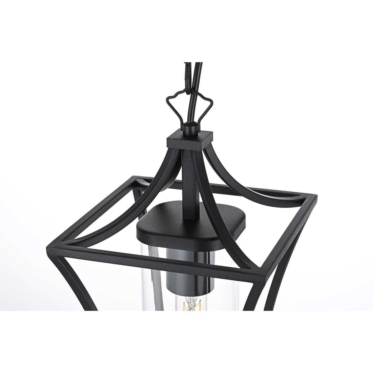 Belgrade One Light Outdoor Pendant Black by Lighting Design – Iron, Black, Model OD311H15BK