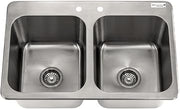 BK Resources NSF Commercial 2 Compartment Drop in Sink – 30 Inches, Stainless Steel, Silver, Model DDI2-14161024