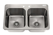 BK Resources NSF Commercial 2 Compartment Drop in Sink – 30 Inches, Stainless Steel, Silver, Model DDI2-14161024
