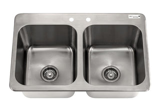 BK Resources NSF Commercial 2 Compartment Drop in Sink – 30 Inches, Stainless Steel, Silver, Model DDI2-14161024