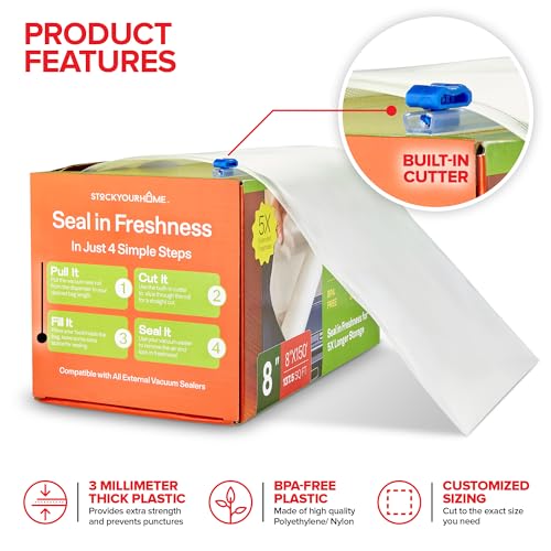Stock Your Home 8 x 150 Inch / 1 Food Storage Bags