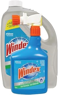 Windex Outdoor Window Glass and Patio Cleaner, 32oz + 1 Gallon Refill