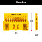 Lockout Tagout Padlock Station by Master Lock – Includes 4 Zenex Padlocks, Plastic, Yellow, Model 1483BP410
