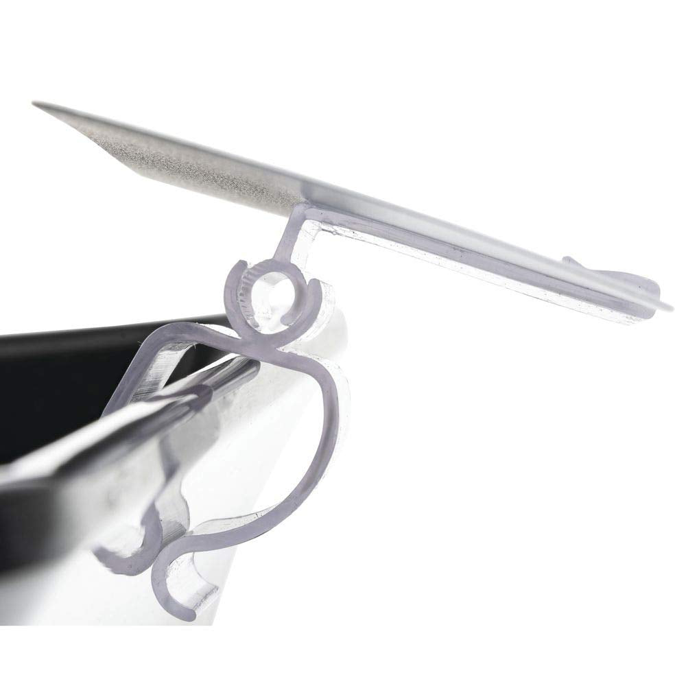 Clear Low-Profile Ratchet Style Sign Holder - 1"L by HUBERT – Polycarbonate, Clear, Pack of 25, Model 109069