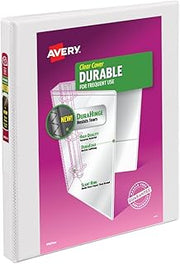 Avery Durable View 3 Ring Binder, 0.5" Slant Rings, 1 White Binder