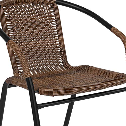 Flash Furniture Clear/Dark Brown / Table + 4 Chair / Round Table + 4 Chairs Table & Chair Sets