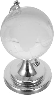 Miniature Glass Ball Globe with Stand, Rotatable World Map Sphere Desktop Ornament for Varied Interiors and Workspace, Interactive Learning Tool