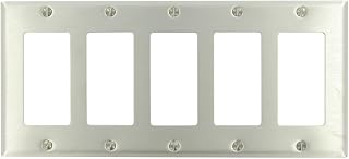 Leviton 5-Gang Decora Wallplate, Standard Size, With Screws Bagged, Device Mount, Stainless Steel Sky Blue, 84423-40