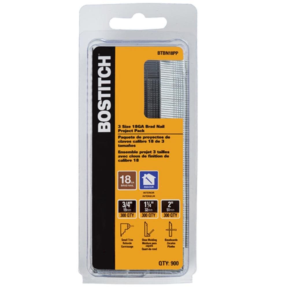 18-Gauge Pro Pack Brad Nails by Bostitch – One Size, Plastic, Multi, Model BTBN18PP