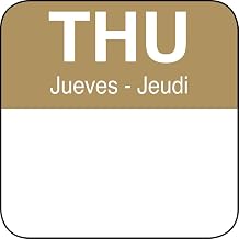 HUBERT Thursday Day of The Week Label Brown/White Tri-Lingual - 1" Square, 1000 per Roll