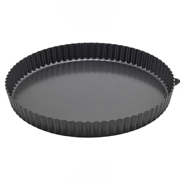 12" Non-stick Carbon Steel Quiche Pan by Winco – 12", 12.0 inches, STEEL, Black, Model FQP-12