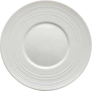 Winco WDP022-106, 8-1/8'' Dia Porcelain Plate w/Wide Rim, Ceramic Dish, 36/CS