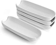 Pfaltzgraff Callie White Corn Dishes Set of 4, Stoneware Corn on the Cob Holders, 8.25 Inches Long, Dishwasher and Microwave Safe, Charming White Dinnerware for Family Meals