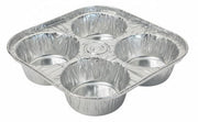 4-Cavity Cup Aluminum Foil Muffin Cupcake Pan - Disposable Baking Tin (Pack of 25) by Handi-Foil – 8-1/4" L x 8-1/4" W x 1-13/16" D, 5.25 fluid_ounces, Silver, Model 4055-30