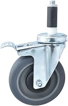 BK Resources 5" Gray Rubber 1" Expanding Stem Swivel Caster for Work Tables with Total Lock Brake, NSF, 250lb Capacity Per Wheel