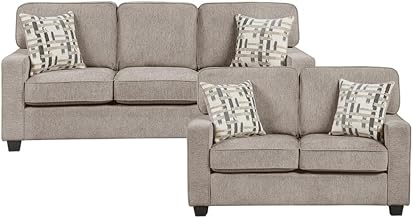 Lexicon Frances Chenille 2pc Set-Sofa & Loveseat in Taupe