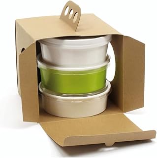 PacknWood 210CDP177 Take Out Lunch Box, to go Boxes, Disposable Food containers, Corrugated Boxes, mini Cardboard Boxes, Small Boxes for Gifts, mini Boxes, Kraft Boxes -6.9 x 6.9 x 5.9in -100 pcs