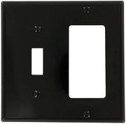 Leviton 2-Gang 1-Toggle 1-Decora/GFCI Device Combination Wallplate, 80707-E, Black