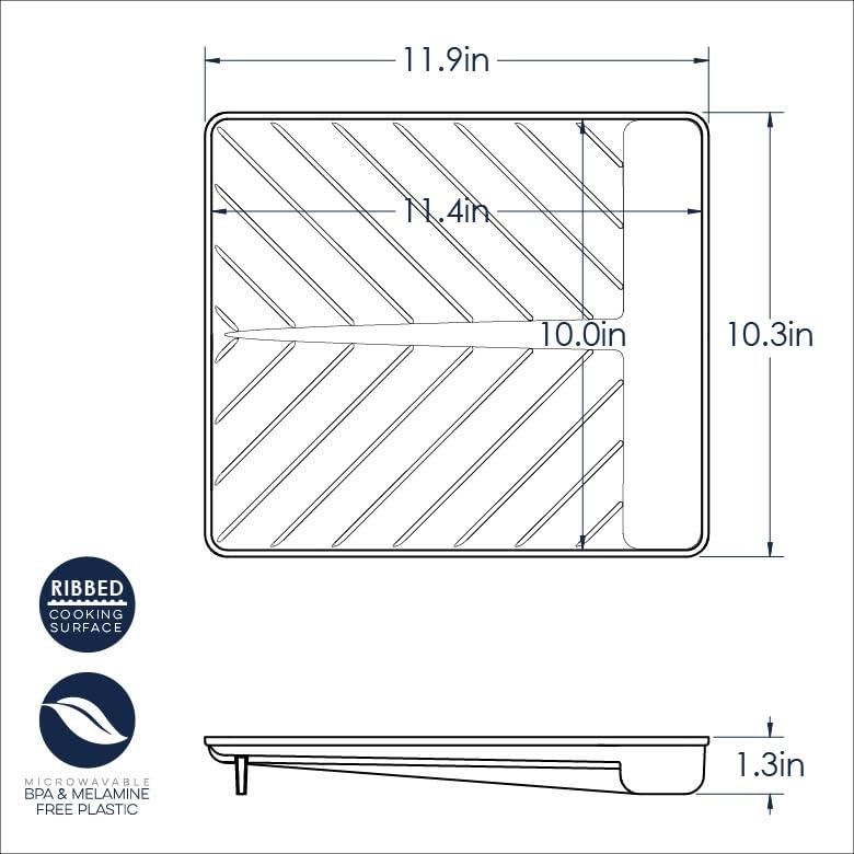 Microwave Bacon Tray & Food Defroster by Nordic Ware – 11.9" x 10.3" x 1.3", Plastic, White, Model 60150