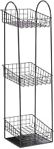 HUBERT Black Wire 3-Tier Basket Stand - 6" L x 7 3/4" W x 24 1/4" H