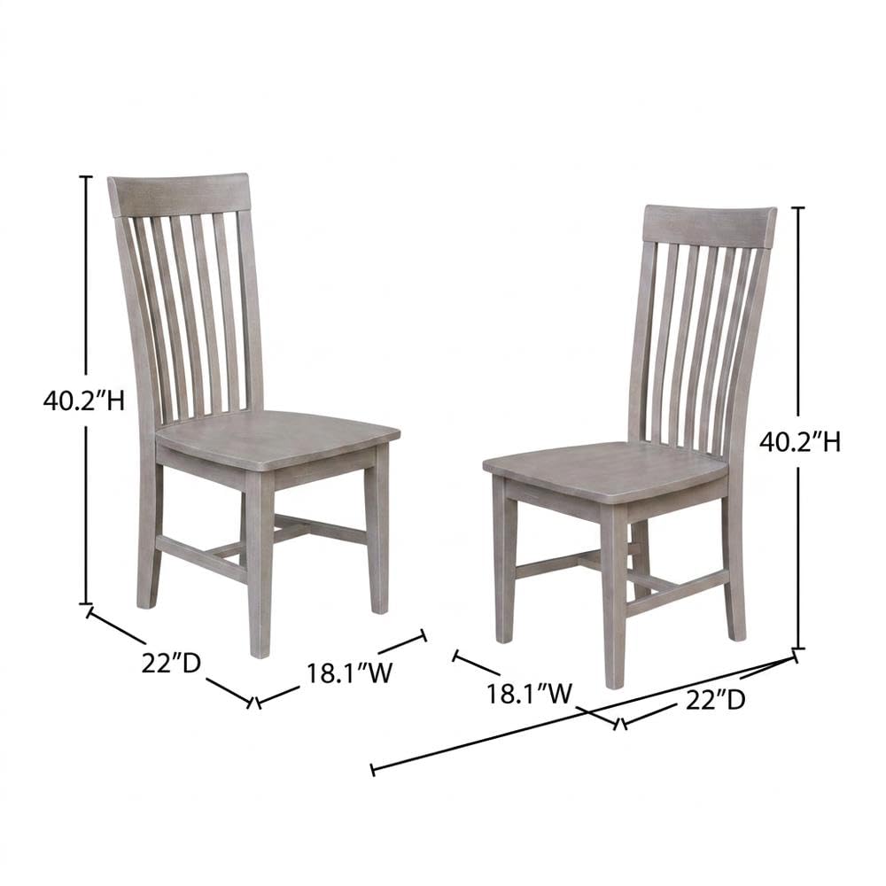 Solid Wood Dining Chair with Mission-Style Frame by Furnifact – Wood, Washed Gray Taupe, Pack of 2