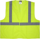 MCR Safety V2CL2MOZ Economy Safety Vest, Hook and Loop Closure, Lime, Large