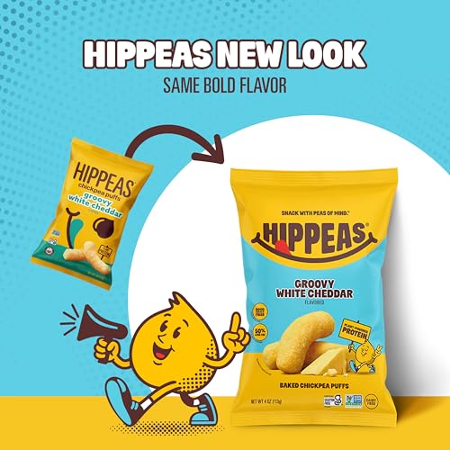 HIPPEAS Groovy White Cheddar / 4 Ounce (Pack of 1) / Basic Puffed Snacks