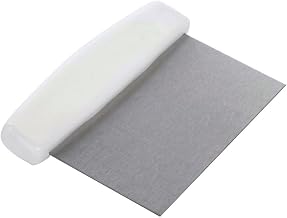 HUBERT Dough Scraper with White Plastic Handle Stainless Steel - 6 1/2"L x 4 1/2"W x 1"H