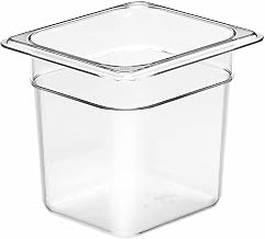 Cambro Camwear Food Pan, Plastic, 1/6 Size, 6'' Deep, Polycarbonate, Clear, NSF (6 Pieces/Unit), Pack of 6