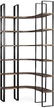 Mercana Turner II Curved Dark Brown Wood and Black Iron Six Shelving Unit