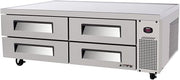 Super Deluxe Chef Base Refrigerator, Self-cleaning Condenser Device, (4) Durable Drawers With Recessed Handle, 15.1 Cu. Ft., 48 Pan Capacity (1/6 Size), 16 Ga. Stainless Steel One-piece Reinforced Insulated Top, Stainless Steel Front & Sides, Oversized Compressor, Side Mounted Self-contained Refrigeration System, 5" Casters, 1/4 Hp, 115v/60/1, 4.5 Amps, Nema 5-15p, Cetlus, Nsf 7