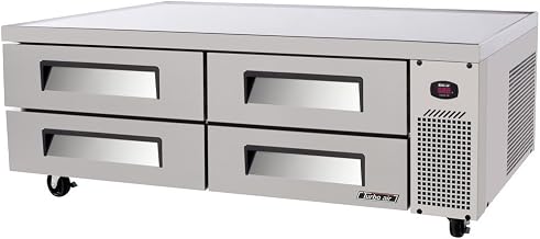 Super Deluxe Chef Base Refrigerator, Self-cleaning Condenser Device, (4) Durable Drawers With Recessed Handle, 15.1 Cu. Ft., 48 Pan Capacity (1/6 Size), 16 Ga. Stainless Steel One-piece Reinforced Insulated Top, Stainless Steel Front & Sides, Oversized Compressor, Side Mounted Self-contained Refrigeration System, 5" Casters, 1/4 Hp, 115v/60/1, 4.5 Amps, Nema 5-15p, Cetlus, Nsf 7