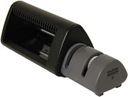 Kuhn Rikon Knife Sharpener, Dual Pull Through Sharpener for Straight and Serrated Knives, Compact Ceramic Sharpener, Black