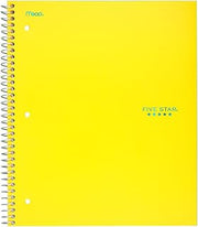 Five Star Spiral Notebook, 3 Subject, College Ruled Paper, 150 Sheets, 11" x 8-1/2", Yellow (73497)